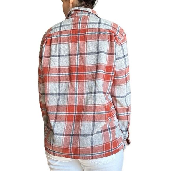 Patagonia Organic Cotton Orange Gray Button Up Flannel Plaid Shirt Size Medium - Picture 4 of 9